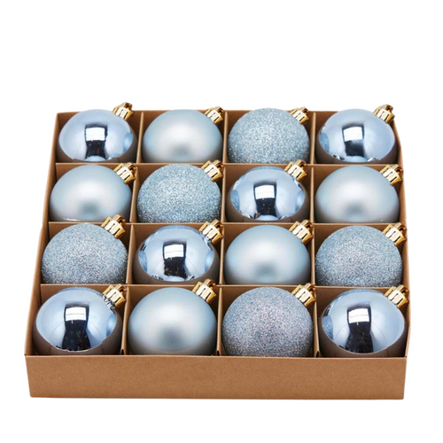Palline per albero di Natale, colore Blu Chiaro, tinta unita, in PVC