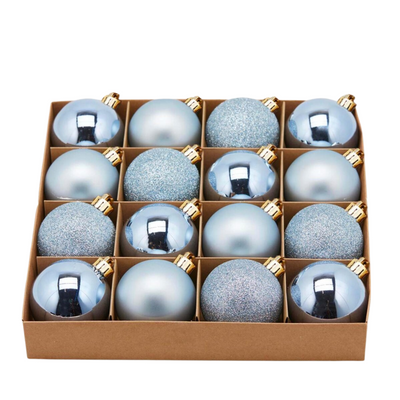 Palline per albero di Natale, colore Blu Chiaro, tinta unita, in PVC