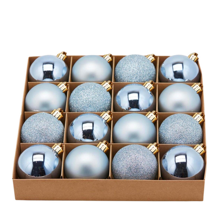 Palline per albero di Natale, colore Blu Chiaro, tinta unita, in PVC
