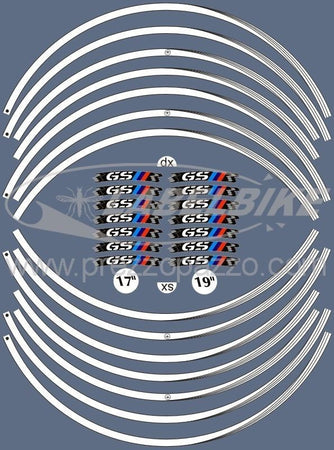 STRISCE ADESIVE compatibili per MOTO BMW GS adesivi CERCHI 17" 19" tuning RALLY