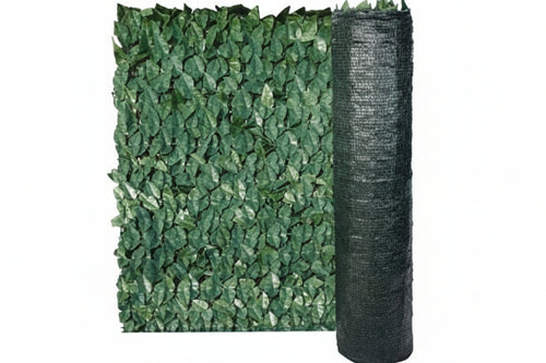 Siepe Ornamentale Artificiale Foglie Di Lauro Con Rete Ombreggiante- - Mt.10X1H. - 1 Rotolo T-Rex