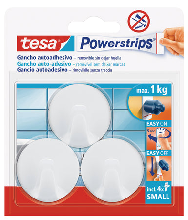 Tesa Powerstrips Gancio Rimovibile Piccolo Tondo - Col. Bianco Portata Kg. 1 3 Pz. 6.00 Confezioni