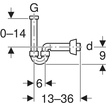 Sifone Cromato Curvo Geberit Per Lavabo E Bidet, Scarico Orizzontale Orientabile Ø 40 X 11/4