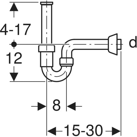 Sifone Curvo Geberit Per Lavabo E Bidet, Scarico Orizzontale Ø 40 X 11/4 Bianco