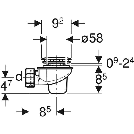 Piletta Per Piatto Doccia Foro 60 Con Piattello Uscita Ø 40 H 8,5 Geberit