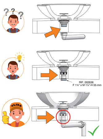 Prolunga Sifoni Per Lavabo Da Appoggio H.55 F 11/4 X M 1 1/4 Lira