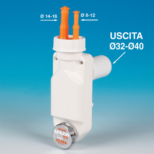 Sifone Salvaspazio Ispezionabile Clima Con Doppio Attacco Caldaie Lavatrici Lavastoviglie Lira