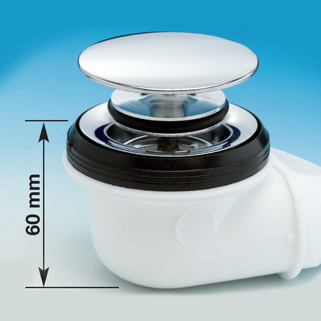 Kit Spazio Bagno Nt Sifone Salvaspazio Per Lavabo + Piletta Basket Bagno Bassa