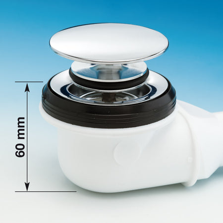 Kit Spazio Bagno Sifone Salvaspazio Per Lavabo + Piletta Bassa Bianco Lira