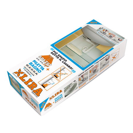 Kit Spazio Bagno Sifone Salvaspazio Per Lavabo + Piletta Bassa Bianco Lira