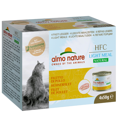 Almo Nature HFC Natural Light Meal gusto Filetto di Pollo per Gatti Adulti 4x50gr