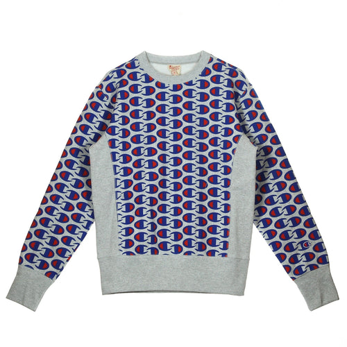 CHAMPION Felpa Girocollo Uomo Crewneck Sweatshirt Light Grey da uomo
