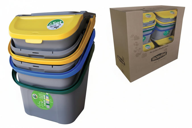 Set Pattumiera Per Raccolta Differenziata Lt.28 Pz.3- - Cm.38,5X37X51H. - 1 Confezione Stefanplast