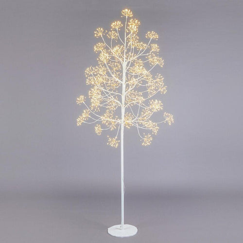 Faggio con ciuffi Led luminosi a luce calda, struttura bianca, albero di Natale