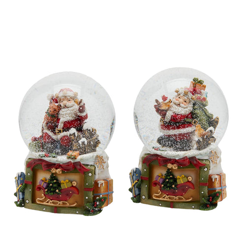 Sfera di cristallo natalizia con Babbo Natale decorazione per interno ad acqua da 10 cm