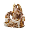 Natività King con angeli vestiti in tessuto Avorio e Oro per presepe Natalizio da 43 cm