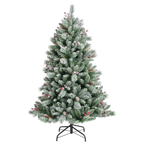 Albero di natale Frosty Windham innevato in PE effetto real touch con bacche rosse