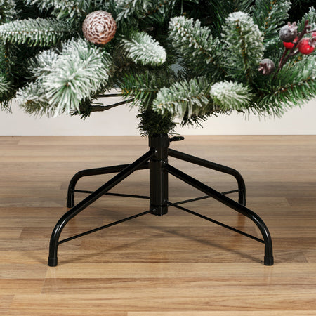 Albero di natale Frosty "Windham innevato" in PE effetto real touch con bacche rosse