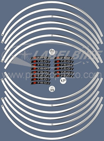 KIT STRISCE ADESIVE compatibili per CERCHI 17 MOTO KAWASAKI Z750 Adesivi Bianchi
