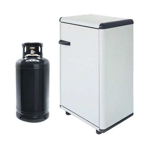 Mobile Porta Bombole Gas In Pvc Grigio A 1 Anta Con Maniglia E Piedi Antiscivolo - Cm 59X92X39 - Con Ripiano All'Interno - Gra