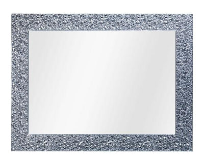 MOBILI2G - Specchiera foglia argento brillante rettangolare- Misure: l.65 x h.85 x p.4