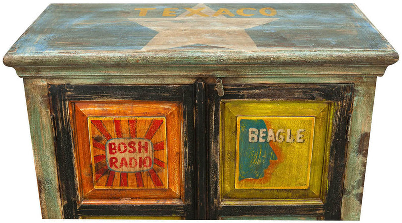 Biscottini Biscottini Stipo Legno Massiccio Vintage Dipinto a Mano 83x38x150 Arredamento