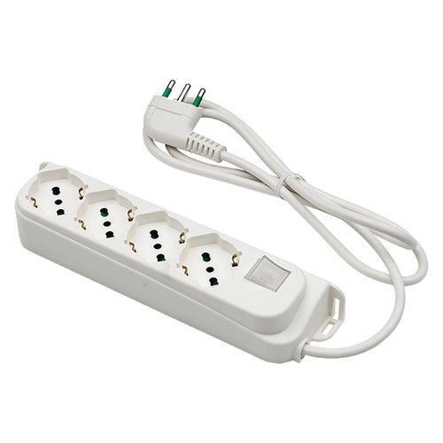 Multipresa Con Interruttore 4 Uscite / Spina 2P+T 16A - Nera - Fanton