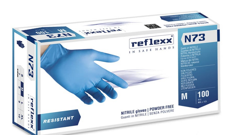 Guanti Nitrile Monouso 'N73' Resistant (4,5 Gr) - Tg. M - Reflexx
