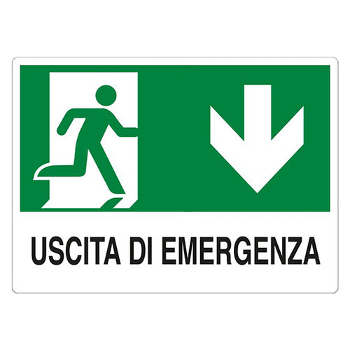 Cartello Segnaletica Uscita Emergenza In Basso - Eurosignals