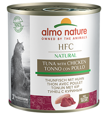 Almo Nature Scatoletta HFC Natural Made in Italy gusto Tonno e Pollo per Gatti Adulti