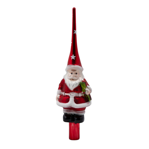 Puntale per albero di Natale a forma di Babbo Natale, colore rosso da 30 cm