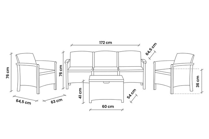 Set Da Giardino Polipropilene 'Venezia Iii' Grafite - Bica
