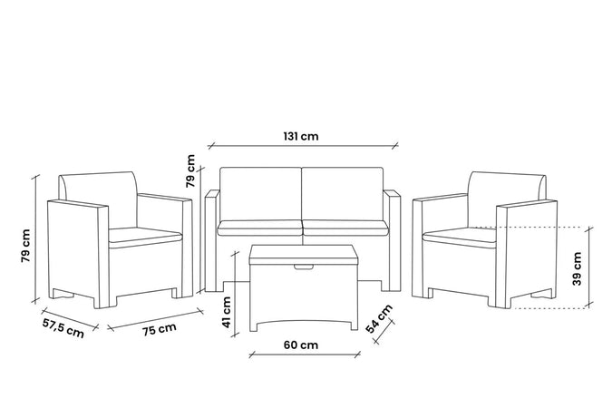Set Da Giardino Polipropilene 'Nebraska Ii' Tortora - Bica
