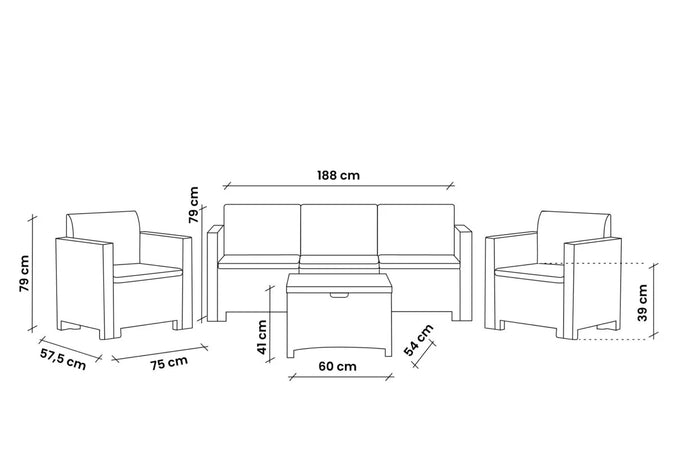 Set Da Giardino Polipropilene 'Nebraska Iii' Marrone - Bica