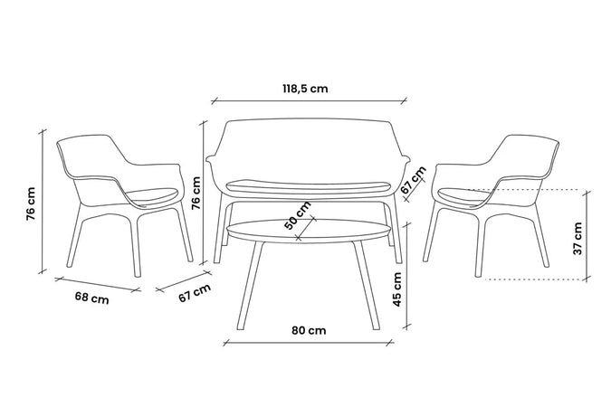 Set Da Giardino Polipropilene 'Luxor' Grigio/Antracite - Bica