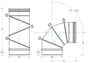 Gomito Inox Aisi 316 90 ° Girevole Cm 8