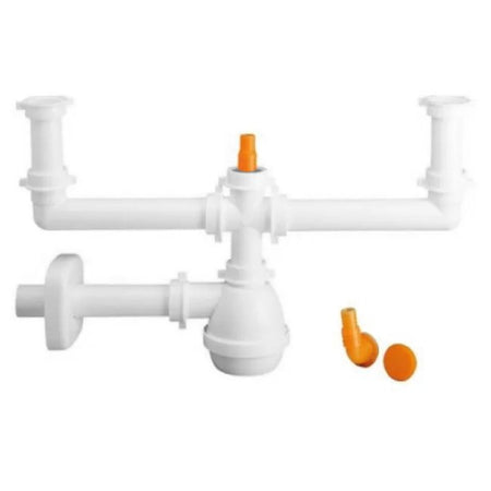 Sifone 2 Vie Senza Piletta Per Lavello Acciaio/Ceramica Con Attacco Lavastoviglie 11/2Ø40 Lira Spa