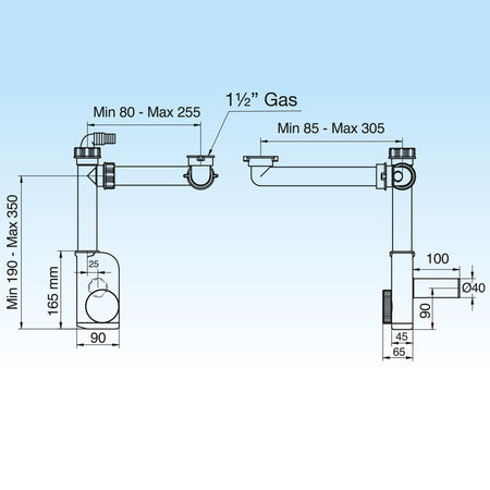 Sifone Salva Spazio 1 Nt Evolution Per Lavelli- 11/2 D. 40 Mm Bianco Lira