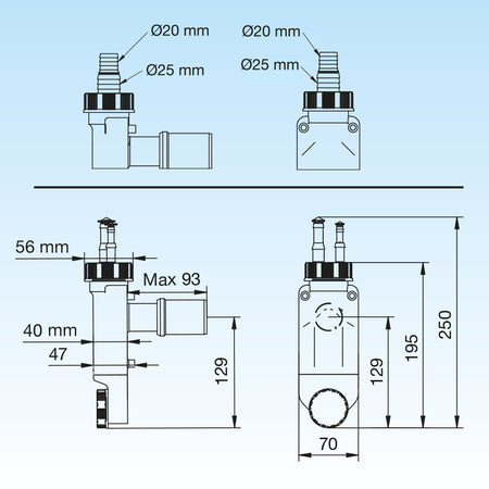 Sifone Lavatrice Salva Spazio Nt Clima- D. 8-12 / D. 14-16- Lira
