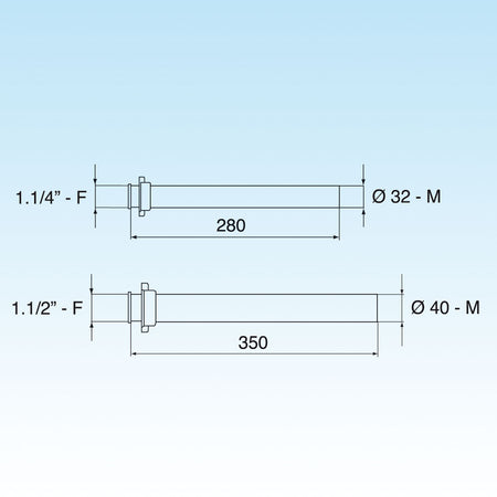Prolunga Jolly Diritta Diam. 40X340 - 11/2- Diam. 40 X 350- Lira
