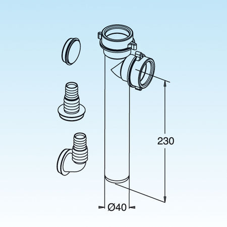 Raccordo 2 Vie Diam. 40 Con Attacco Lavatrici E Lavastoviglie 230Mm- Diam. 40 X 230Mm- Lira- Pezzi 1