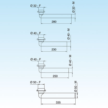 Prolunga Jolly Curva Diam. 40 X 230 - 1 1/2- Diam. 40 X 230- Lira