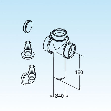 Raccordo 3 Vie Diam. 40 Con Attacco Lavatrici E Lavastoviglie 120Mm- Diam. 40 X 120Mm- Lira