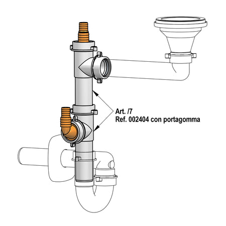 Raccordo 2 Vie Diam. 40 Con Attacco Lavatrici E Lavastoviglie 120Mm- Diam. 40 X 120Mm- Lira