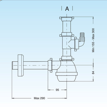 Sifone Tipo M Per Lavelli Ad 1 Via Con Attacco Lavastoviglie- 11/2- Lira- Pezzi 1