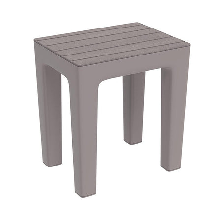 Sgabello Bagno E Casa In Plastica Effetto Legno Colore Tortora 38X29X41,5 Cm Feridras Linea Woody