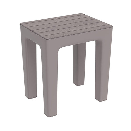 Sgabello Bagno E Casa In Plastica Effetto Legno Colore Tortora 38X29X41,5 Cm Feridras Linea Woody