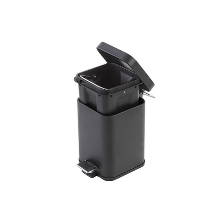 Pattumiera Quadrata 3 Litri In Acciaio Con Pedale Colore Nero 16X16X25 Cm Feridras