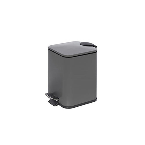 Pattumiera Quadrata 3 Litri In Acciaio Con Pedale Colore Grigio 16X16X25 Cm Feridras