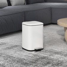 Pattumiera Quadrata 3 Litri In Acciaio Con Pedale Colore Bianco 16X16X25 Cm Feridras